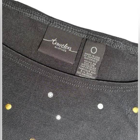 Chicos Travelers Size 0 Small 4 Gray Top Embellished Asymmetrical Hem Slinky - Picture 4 of 4